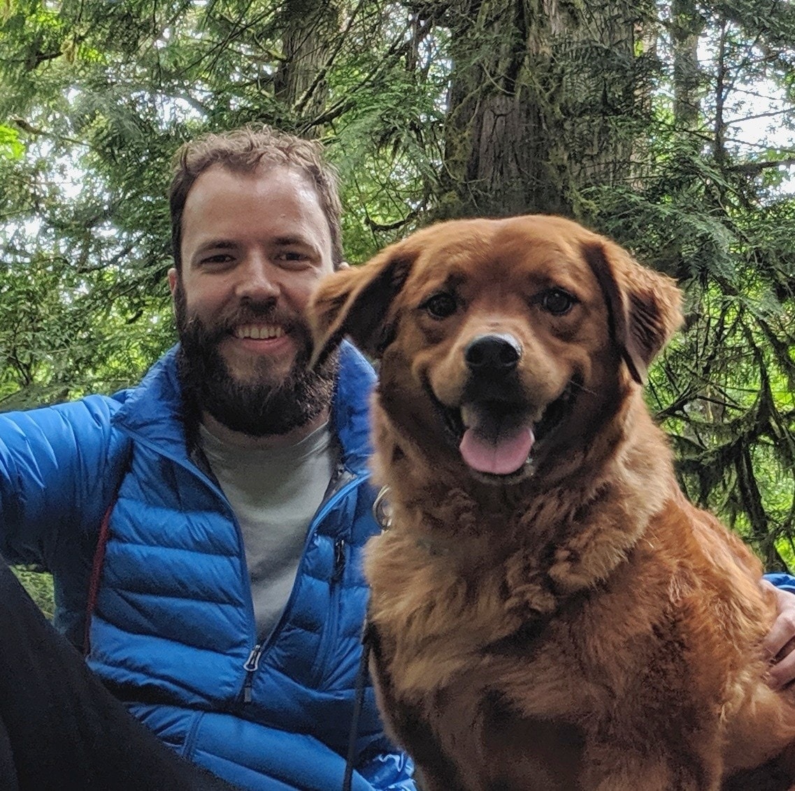 Ryan and Cooper on a hike